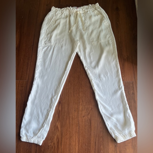 Johnny Was Pete & Greta Jogger Pants S White Cupra Rayon Drawstring Pocket - Picture 1 of 5